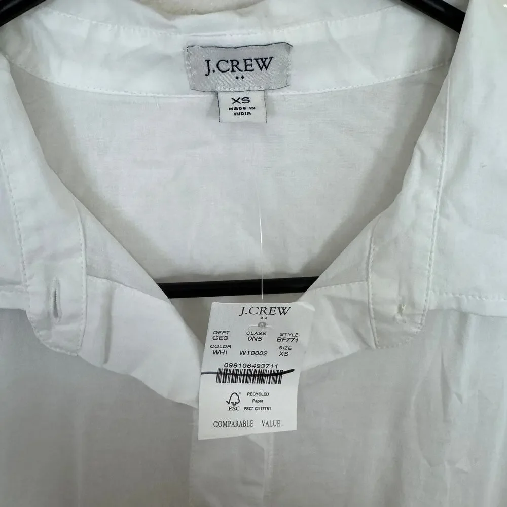 J.Crew Cover-up Shirtdress Sz XS White Semi-sheer Long Sleeve Belted Button Down